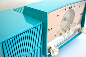 Seafoam Green Mid Century 1959 General Electric Model 913 Vacuum Tube AM Clock Radio Beauty Rare Color Much Sought After!