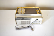 Load image into Gallery viewer, Tech Age Beige 1965 Silvertone Model 132.4901 Solid State AM Clock Radio Instant Sound! Very Futuristic Looking Design!