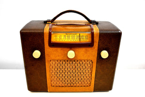 Vintage Leatherette Radio 1946 Sentinel Model 285-PR AM Tube Radio Excellent Condition Sounds Divine Mint Condition!