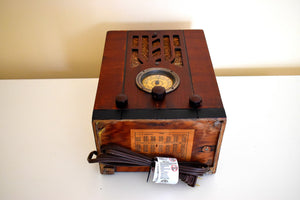 Wood Tombstone 1936 Sentinel モデル不明 AM 短波真空管ラジオ 素晴らしい状態です。