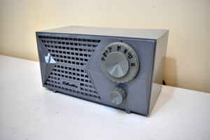 Bluetooth Ready To Go - Grigio Grey Silvertone 1A 1950s AM Vacuum Tube Radio Sleek Styling! Excellent Condition!