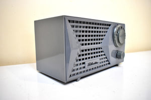 Bluetooth Ready To Go - Grigio Grey Silvertone 1A 1950s AM Vacuum Tube Radio Sleek Styling! Excellent Condition!