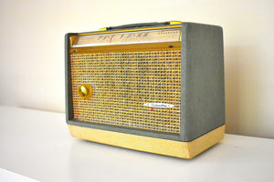 Smart Speaker Ready To Go - Wood Portable 1957 Sears Silvertone Model 7222 AM Vacuum Tube Radio Mint Condition!