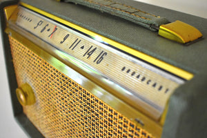 Smart Speaker Ready To Go - Wood Portable 1957 Sears Silvertone Model 7222 AM Vacuum Tube Radio Mint Condition!