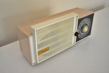 Load image into Gallery viewer, Sandy Beige Ivory 1964 Silvertone Mid Century Vacuum Tube AM Radio Sounds Great!