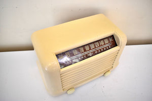 Vanilla Ivory Bakelite 1946 Stewart Warner Model 51T46 Vacuum Tube AM Radio Nice Color! Excellent Performer!