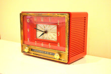 Load image into Gallery viewer, Dragoon Red 1953 Sylvania Model 543 Vacuum Tube AM Clock Radio Rare Color Solid Quality Construction!