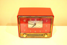 Load image into Gallery viewer, Dragoon Red 1953 Sylvania Model 543 Vacuum Tube AM Clock Radio Rare Color Solid Quality Construction!