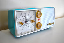 Load image into Gallery viewer, Seafoam Green 1959 Truetone D2083A Tube AM Clock Radio Rare Mid Century Beauty!
