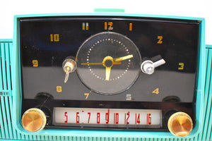 Bluetooth すぐに使える - オーシャン ターコイズ 1956 ゼネラル エレクトリック モデル 914-D チューブ AM クロック ラジオ 大勢のお気に入り！