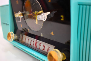 Bluetooth Ready To Go - Ocean Turquoise 1956 General Electric Model 914-D Tube AM Clock Radio Crowd Favorite!