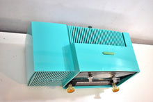 Load image into Gallery viewer, Ocean Turquoise 1957 General Electric Model 914-D Tube AM Clock Radio Sounds Great Popular Design