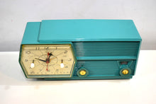 Load image into Gallery viewer, Bluetooth Ready To Go - Teal Turquoise 1957 RCA Victor Model 8-C-6L AM Clock Radio Good Condition Looks Great!