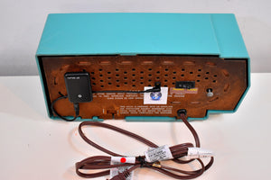 Bluetooth Ready To Go - Teal Turquoise 1957 RCA Victor Model 8-C-6L AM Clock Radio Good Condition Looks Great!