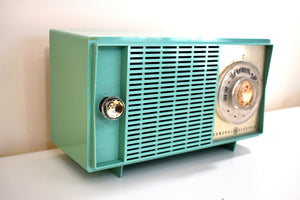 ターコイズ 1959 ゼネラル エレクトリック モデル T129 AM ビンテージ ラジオ ミッドセンチュリー レトロ ワンダー!
