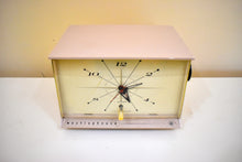 Load image into Gallery viewer, Pink Champagne 1957 Westinghouse H-677T4 AM Vacuum Tube Radio Works Great! Sweet Looking Little Clock!