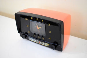 Pink and Licorice 1955 Westinghouse Model H550 Vintage Tube AM Clock Radio Cutie and Rare Colors!