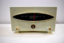 Load image into Gallery viewer, Moon Base White 1956 Zenith Model A615F Vacuum Tube AM Radio Sputnik Period Headturner!