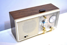 Load image into Gallery viewer, Wood Grained and White Beauty Mid Century 1961 Zenith AM/FM Solid State Clock Radio Excellent Condition!