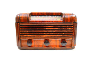 Fancy Veneer Art Deco 1941 RCA Victor Model 26X3 Vacuum Tube Radio Sounds Great Professorial Vibe!