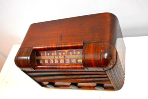 Fancy Veneer Art Deco 1941 RCA Victor Model 26X3 Vacuum Tube Radio Sounds Great Professorial Vibe!