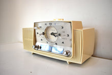 Load image into Gallery viewer, Antiqua Ivory 1959 GE General Electric Model 914D AM Vacuum Tube Clock Radio Popular Model