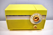 Load image into Gallery viewer, Limon Yellow Mid Century 1959 Philco Model F813-124 Rare Vacuum Tube AM Radio Cuteness Overload!