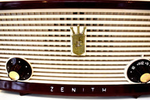 Charger l&#39;image dans la galerie, Oxblood Ivory 1960 Zenith Model B508R AM Vacuum Tube Radio Souds Great! Excellent Condition!