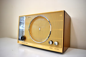 デュアル スピーカー オーク材キャビネット 1964 ゼニス モデル H845 AM/FM ラジオ マンモス サウンド!