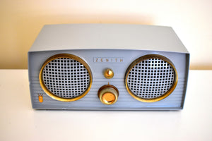 Gull Gray 1956 Zenith Model Z512G AM Vacuum Tube Radio Rare Color Owl Eyes!