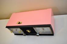 Load image into Gallery viewer, Fontaine Pink Black 1959 Zenith Model C624V AM Vacuum Tube Clock Radio Works Great and Sassy Looking!