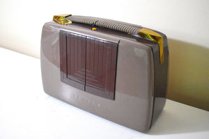 Elegant Light Dark Brown Pop Open 1948 Zenith Model 6G801 AM Vacuum Tube Portable AM Radio Excellent+ Condition Sounds Wonderful!