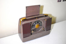 Load image into Gallery viewer, Elegant Light Dark Brown Pop Open 1948 Zenith Model 6G801 AM Vacuum Tube Portable AM Radio Excellent+ Condition Sounds Wonderful!