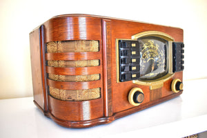 Artisan Handcrafted Wood 1940-40 Zenith Philco Model 7-S-633 Vacuum Tube AM Radio With Push Buttons! Sounds Wonderfull! Excellent Condition!