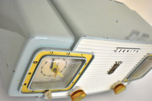 ライム グリーンとホワイト 1957 ゼニス モデル A515F AM 真空管ラジオ レア カラー コンボ サウンドは素晴らしいです。