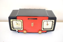 Load image into Gallery viewer, Widow Black and Red 1955 Zenith Model A515Y AM Vacuum Tube Radio Sound Blaster Excellent Condition!