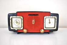 Load image into Gallery viewer, Widow Black and Red 1955 Zenith Model A515Y AM Vacuum Tube Radio Sound Blaster Excellent Condition!