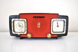 Widow Black and Red 1955 Zenith Model A515Y AM Vacuum Tube Radio Sound Blaster Excellent Condition!