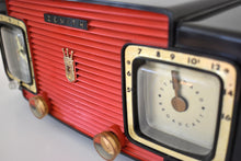 Load image into Gallery viewer, Widow Black and Red 1955 Zenith Model A515Y AM Vacuum Tube Radio Sound Blaster Excellent Condition!