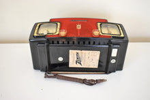 Charger l&#39;image dans la galerie, Widow Black and Red 1955 Zenith Model A515Y AM Vacuum Tube Radio Sound Blaster Excellent Condition!