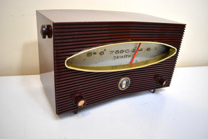 Burgundy Red 1956 Zenith Model A615F Vacuum Tube AM Radio Sounds Great! Rare and Unique Mid Century!