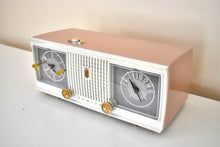 Load image into Gallery viewer, Sandalwood Tan and White 1960 Zenith Model C519L &#39;The Nocturne&#39; AM Vacuum Tube Radio Looks Great Sounds Marvelous!