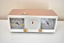 Load image into Gallery viewer, Sandalwood Tan and White 1960 Zenith Model C519L &#39;The Nocturne&#39; AM Vacuum Tube Radio Looks Great Sounds Marvelous!