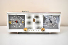 Load image into Gallery viewer, Sandalwood Tan and White 1960 Zenith Model C519L &#39;The Nocturne&#39; AM Vacuum Tube Radio Looks Great Sounds Marvelous!