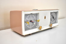 Load image into Gallery viewer, Sandalwood Tan and White 1960 Zenith Model C519L &#39;The Nocturne&#39; AM Vacuum Tube Radio Looks Great Sounds Marvelous!