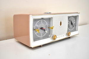 Sandalwood Tan and White 1960 Zenith Model C519L 'The Nocturne' AM Vacuum Tube Radio Looks Great Sounds Marvelous!