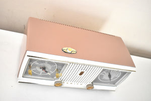 Sandalwood Tan and White 1960 Zenith Model C519L 'The Nocturne' AM Vacuum Tube Radio Looks Great Sounds Marvelous!