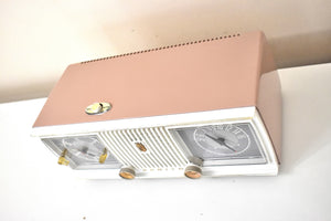 Sandalwood Tan and White 1960 Zenith Model C519L 'The Nocturne' AM Vacuum Tube Radio Looks Great Sounds Marvelous!