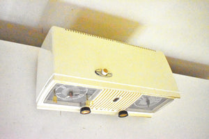 Linen Ivory White 1960 Zenith Model C519 'The Nocturne' AM Vacuum Tube Radio Excellent Condition! Sounds Dreamy!
