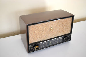 ナツメグ ブラウン 1950 ゼニス モデル C-724 AM/FM 真空管ラジオのサウンドは非常に良好な状態です。